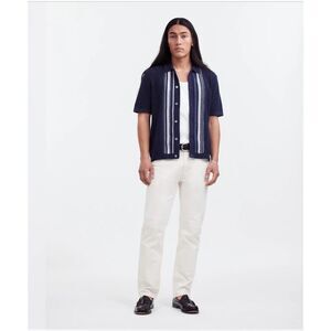 Madewell NQ371 Button-Up Polo Shirt in Striped Open Stitch NWOT size XL